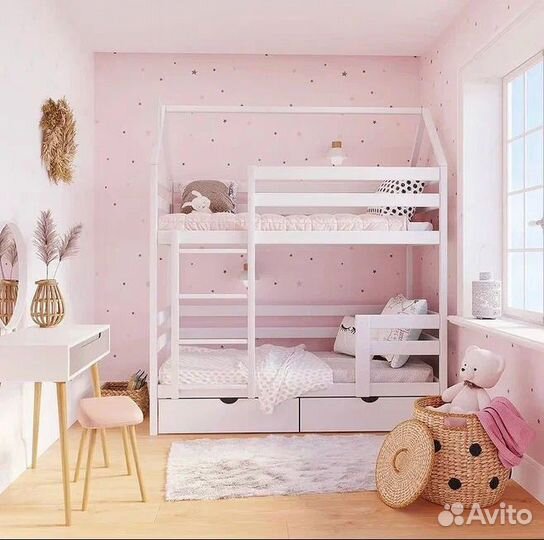 Двухъярусная кровать домик 180х90