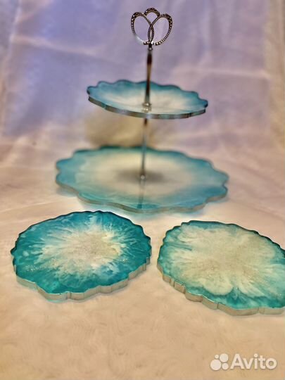 Набор конфетница и подстаканники