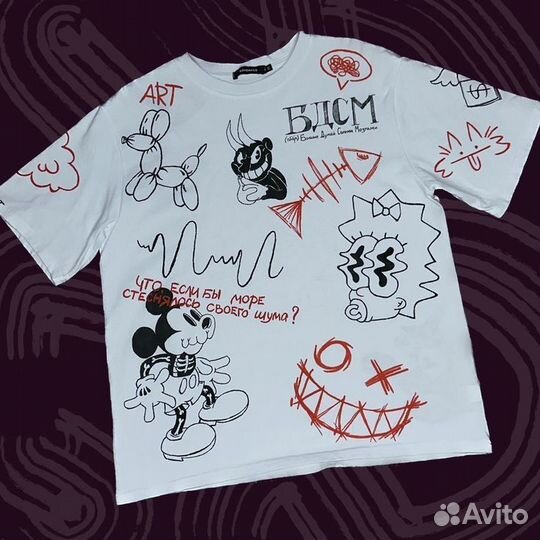 Принт на белой футболке своими руками