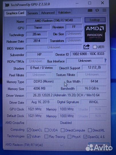 Ноутбук HP A12/озу 8gb/HDD 1tb/ 4gb video