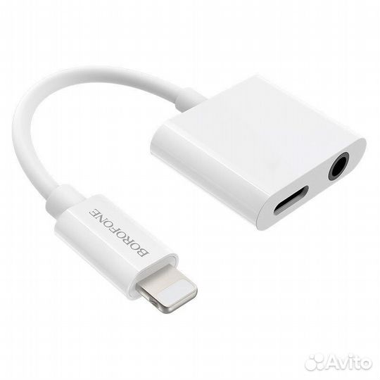 Переходник borofone BV12, Lightning - 3.5 AUX, бел