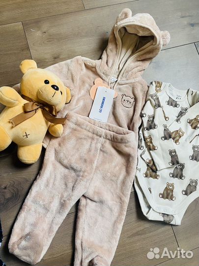 Меховой костюм медвежонка и боди Waikiki