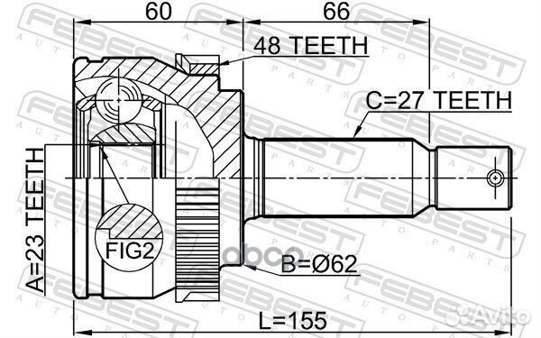 ШРУС наружный 23X62X27 hyundai tucson 04- 1210T