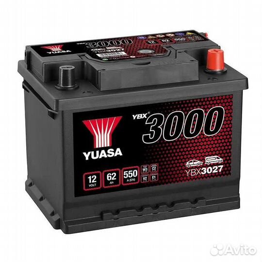 Аккумулятор Yuasa 62Ач обратная полярность YBX3027