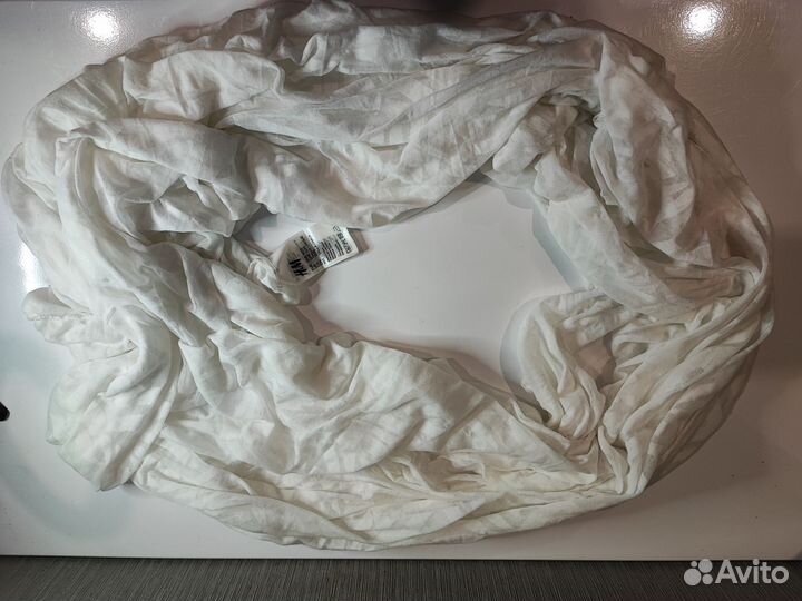 Женский шарф труба белый H&M 90*120 см