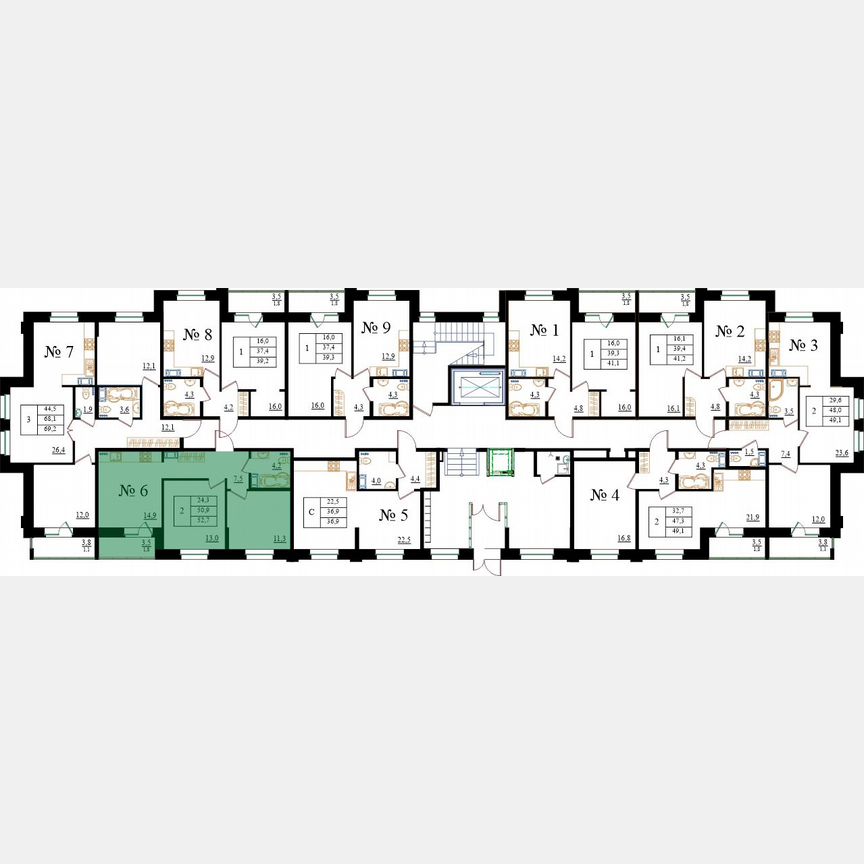 2-к. квартира, 52,7 м², 1/8 эт.