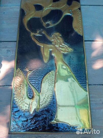 Деревянное панно с чеканкой СССР