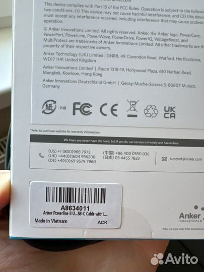 Кабель lightning usb Anker Poweline ll 3 метра