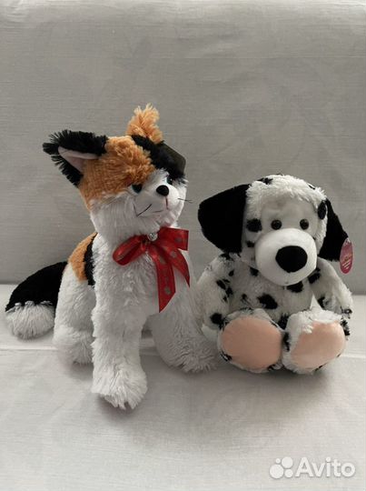 Мягкие игрушки кот и пёс
