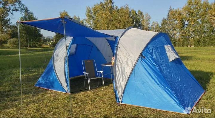 Палатка 4 местная с тамбуром посередине комнат