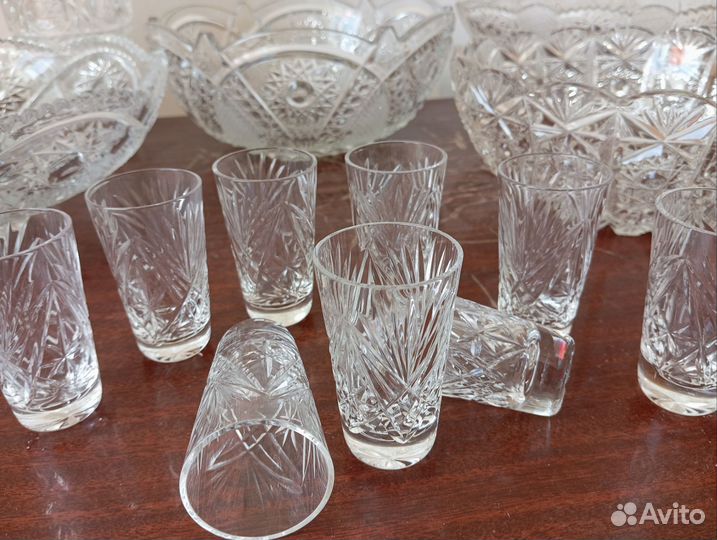 Вазы хрустальные СССР. Стопки. Комплект