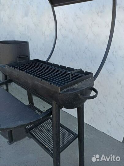 Мангал с печью под казан и крышей