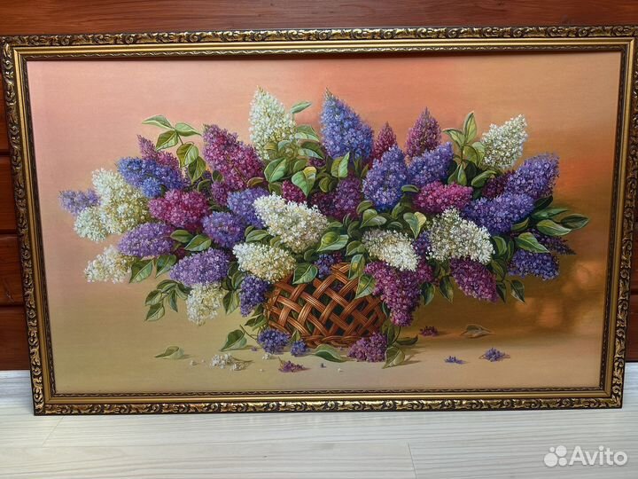 Картина сирень в позолоченой раме