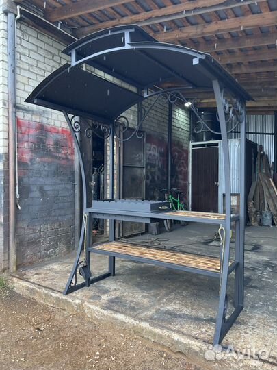 Мангальная зона с крышей съемная чаша