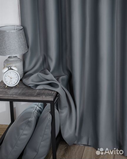 Шторы блэкаут Марсель серый новые пошив