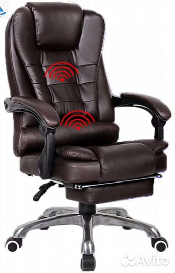 Офисное кожаное компьютерное кресло с маccажером