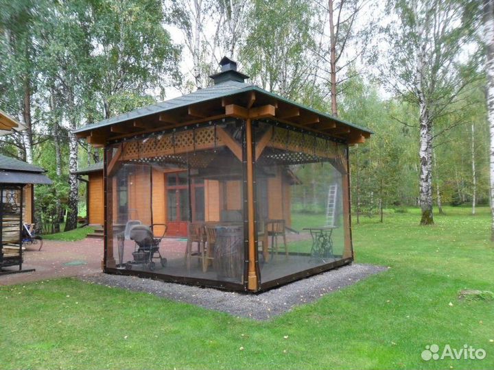 Мягкие окна безрамное остекление веранд, беседок