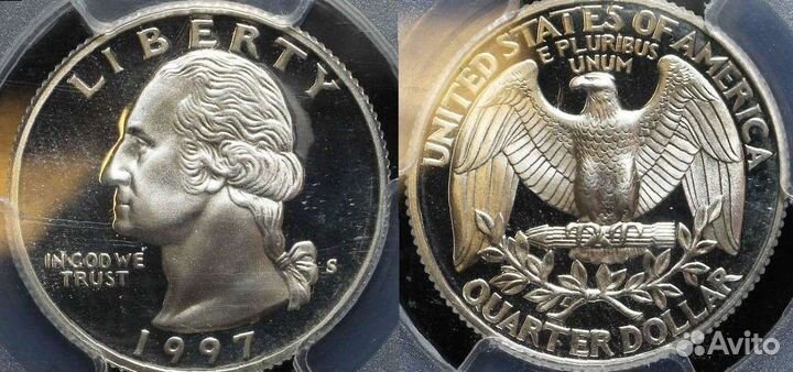 25 центов 1997 слаб pcgs серебро proof PR69