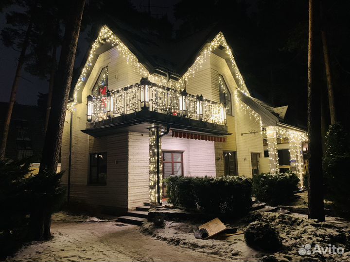 Украшение дома гирляндами / Монтаж гирлянд