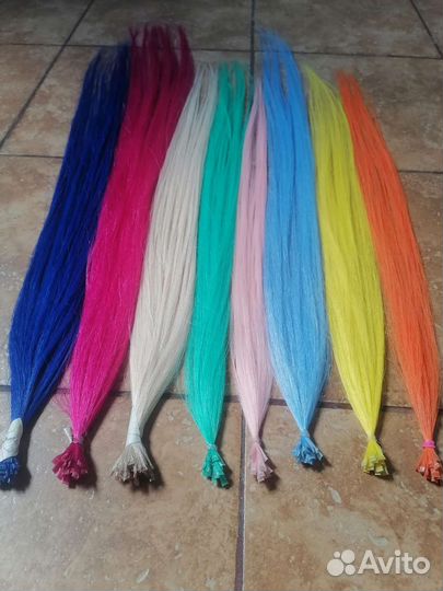 Волосы для наращивания 70 см, цветные пряди