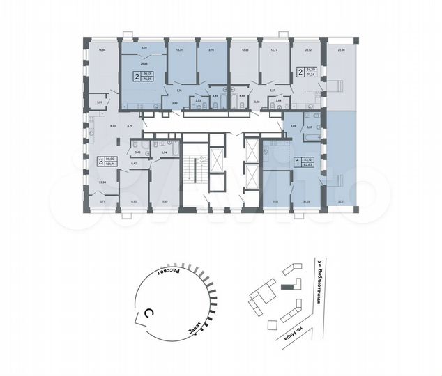 2-к. квартира, 71,1 м², 20/24 эт.