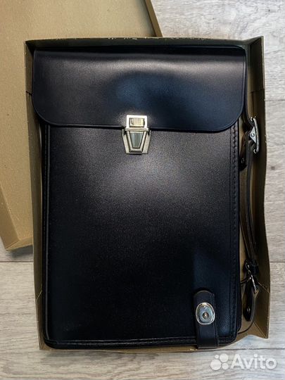 Сумка офицерская кожаная чёрная