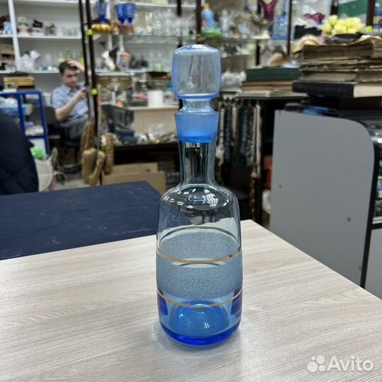 Графин СССР синее стекло 25 см 500мл