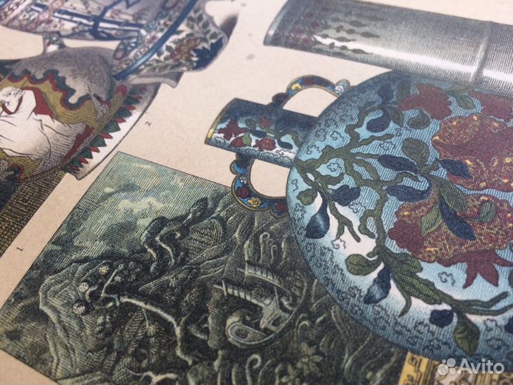 Китай, старинная гравюра,фарфор