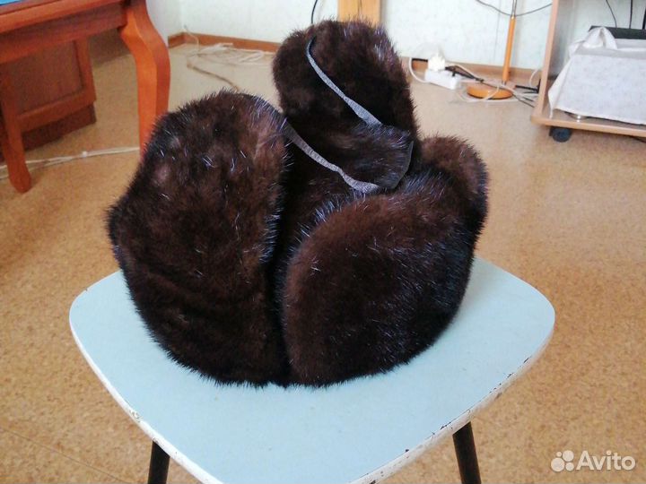 Мужская шапка ушанка норковая. Разм 56-58