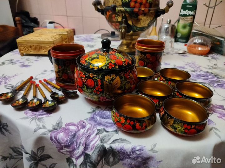 Набор деревянной посуды хохлома СССР