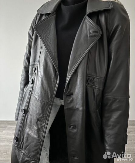 Тренч/ Плащ утепленный из натуральной кожи