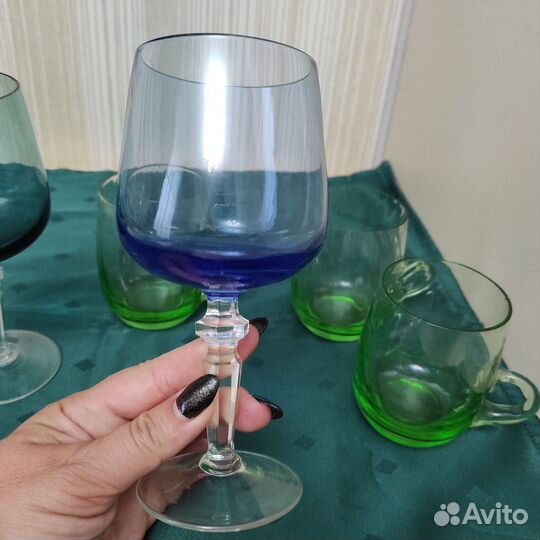 Фужеры бокалы и кружки. цветное стекло СССР