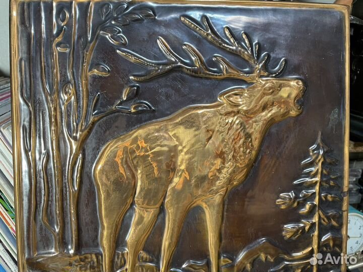 Релкое: «Рев Изюбра» чеканное панно СССР