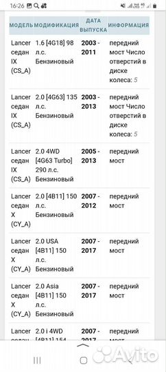 Тормозные диски передние mitsubishi lancer 10