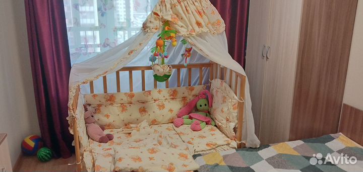 Бортики+ комплект постельного белья+балдахин