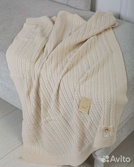 Плед на выписку вязаный новый