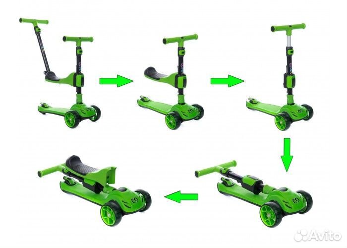 Самокат Micar 3 в 1 светящиеся колеса (Новый)