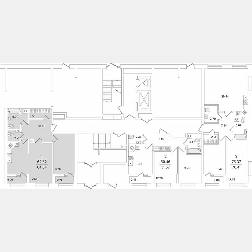 1-к. квартира, 64,8 м², 1/14 эт.