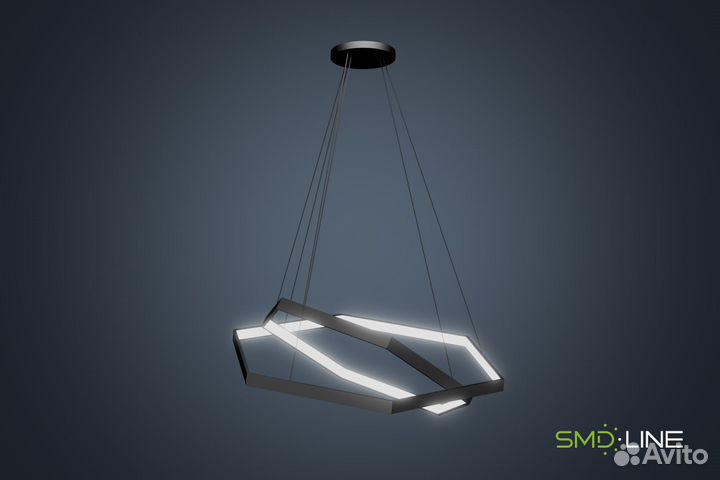 Светодиодная люстра в форме 2-х Шестигранников