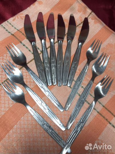 Набор Вилки ножи СССР 12шт нержав. Цена за все