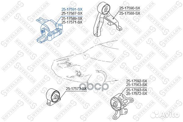 25-17591-SX опора двигателя правая Mitsubishi