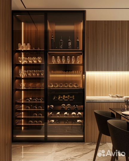 Винный шкаф стеклянный