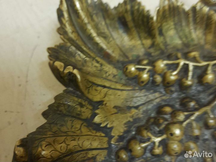 Пепельница, лист смородины, бронза антикварная