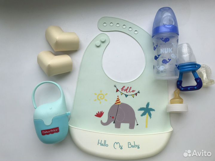 Бутылочка NUK, нагрудник, футляр, Ниблер и пр