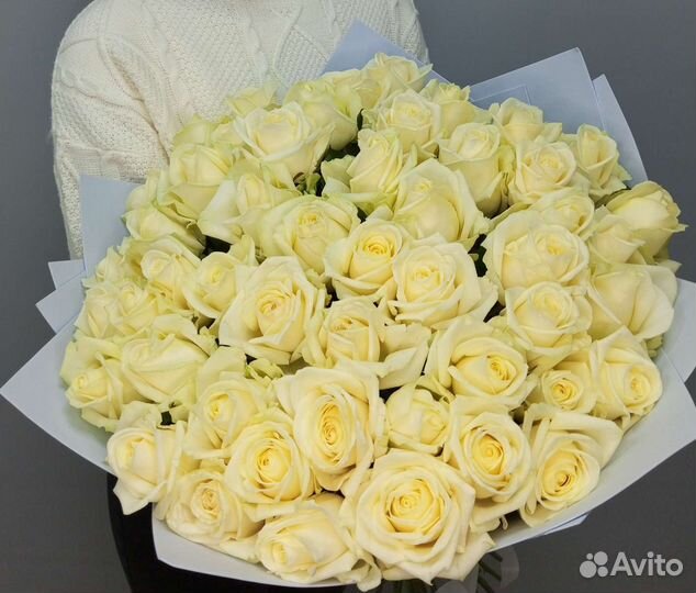 Белые розы 101, 51 роза. Доставка. Свежие розы