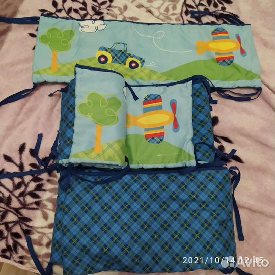 Бортики в детскую кроватку + постельное белье