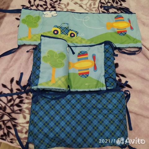 Бортики в детскую кроватку + постельное белье