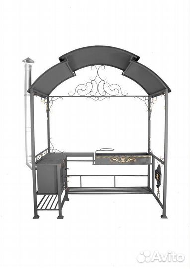 Мангал с крышей / лофт кованый с печью и беседкой
