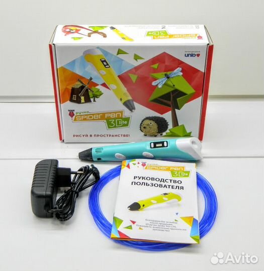 3D (зд) ручка Spider Pen lite с ЖК дисплеем син