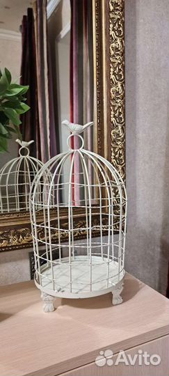 Клетка декоративная с птичкой прованс/антик
